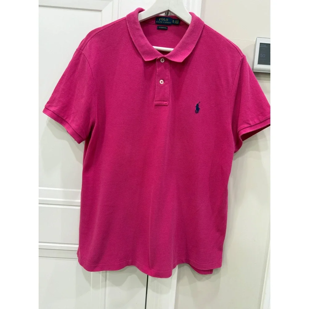 Polo Ralph Lauren Mens XL Classic Fit Pink Cotton Pique Short Sleeve Polo‎ Shirt